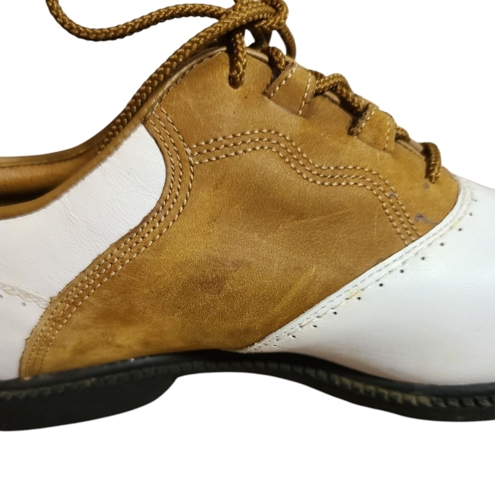 NIKE Zoom Air Golf Sneakers White And Tan Colorblock Spikes 7M - Picture 7 of 14